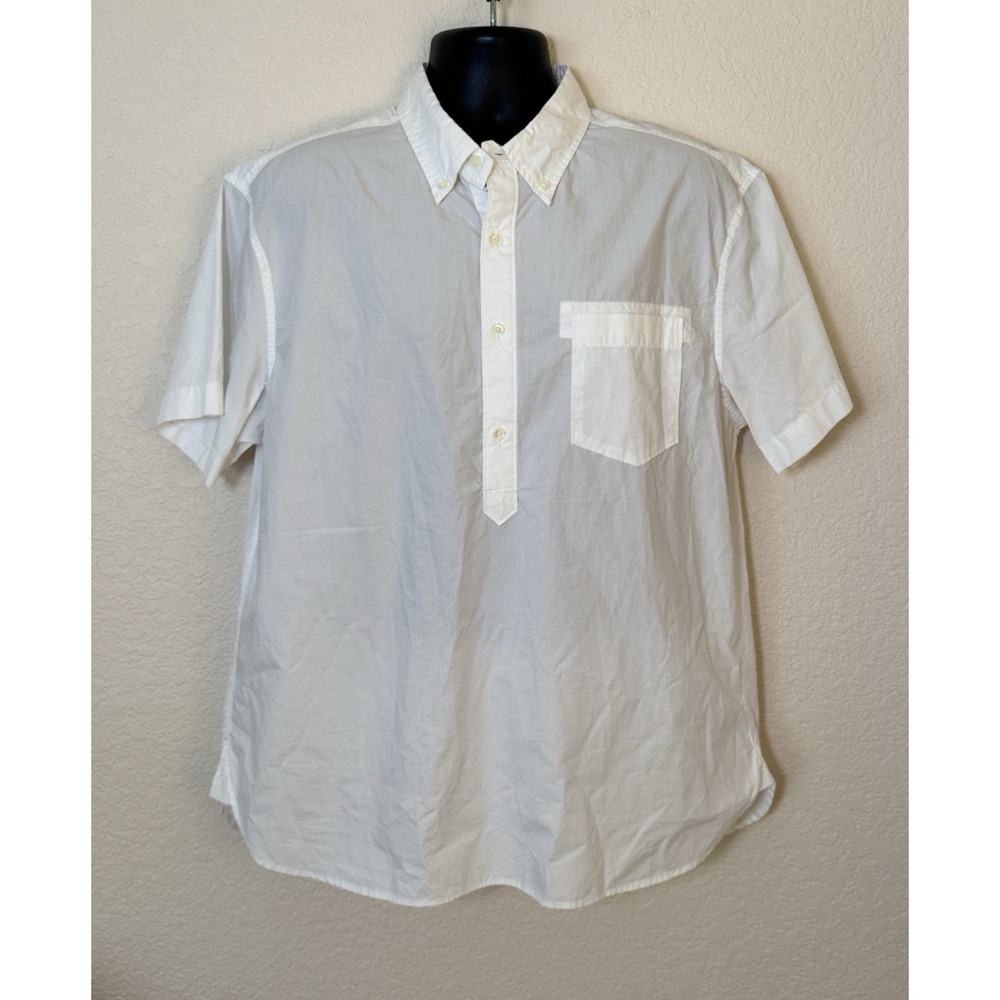 Alex Mill Wash & Go Oversized Popover Shirt White Short Sleeve Cotton Casual